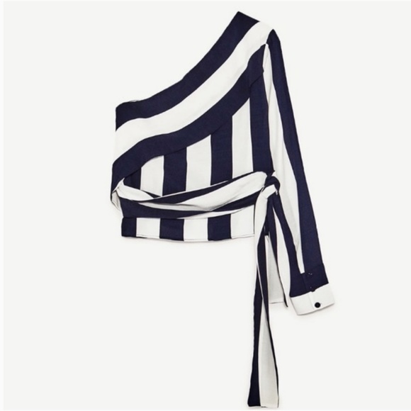 Zara Asymmetrical Striped Top - Picture 5 of 5